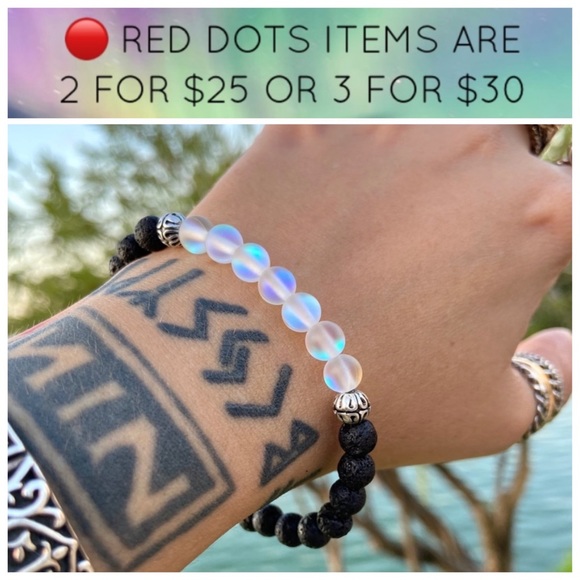 🔴 Opalite beads & lava rock oil diffuser - Picture 1 of 13